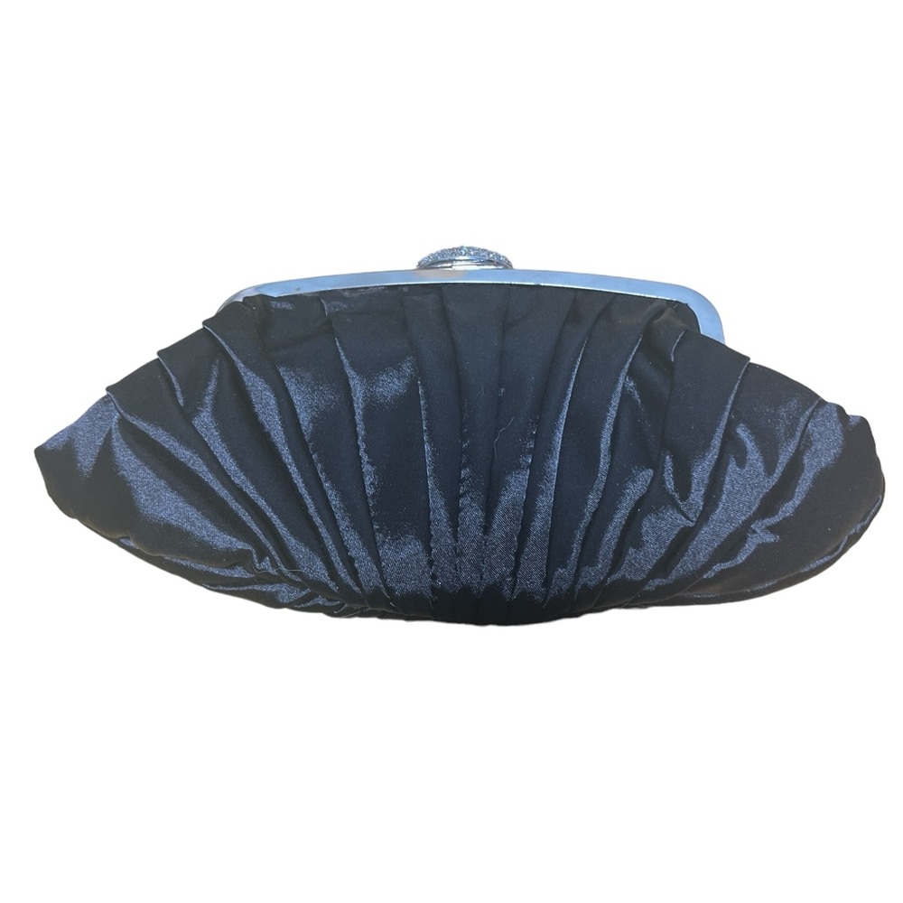 Black Satin Pouch Style Clutch Evening Bag - Picture 7 of 8